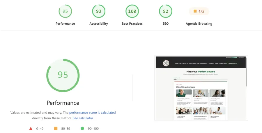 Google PageSpeed Insights results for intsportsnutrition.com